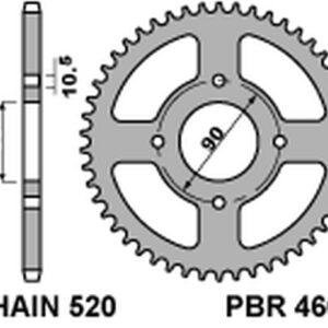 PBR ZĘBATKA TYLNA 4668 45 C45 KTM 125 DUKE 11-13 (JTR273.45) (ZAMIENNA Z 279 45) (ŁAŃC. 520) (OTWÓR 8,5MM) (MADE IN ITALY)