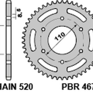 PBR PROMOCJA ZĘBATKA TYLNA 4675 43 C45 KTM 125/200 DUKE '14-18, 390 DUKE/RC '13-18 (JTR890.43) (ŁAŃC. 520) (MADE IN ITALY)