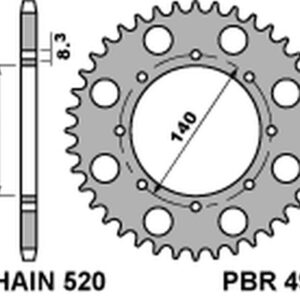 PBR PROMOCJA ZĘBATKA TYLNA 491 41 C45 KAWASAKI KLE 500 '97-'07, KLR 650 '87-'17, W 800 '18-'20 (JTR487.41) (ŁAŃC.520) (MADE IN ITALY)