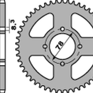 PBR ZĘBATKA TYLNA 810 46 F SUZUKI RG 80 GAMMA '86-'87, TC 90 '71, KAWASAKI KH 125 '77-'82, HYOSUNG GA 125 '99-'01, GF 125 '98-'03, CRUISE 125 '97-'98 (JTR810,46) (ŁAŃC. 428) (MADE IN ITALY)