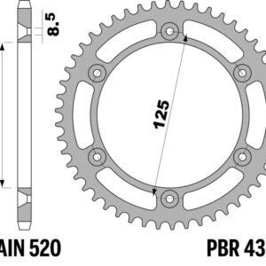 PBR PROMOCJA ZĘBATKA TYLNA 4364 43 BETA TRIAL 250 '97-'02 (ŁAŃC. 520) (MADE IN ITALY)