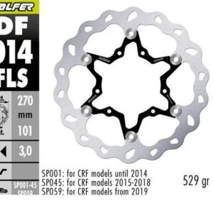 GALFER TARCZA HAMULCOWA PRZÓD HONDA CR 125R/250R '95-'07, CR 500 '95-'00, CRF 250R/450R '02- WAVE (270X101X3MM) (OVERSIZE 270)