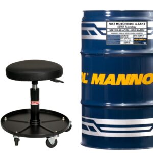 MANNOL OLEJ SILNIKOWY 4T MOTORBIKE 10W40 208L BECZKA ESTER + MA2 SYNTETYK (7812) (API SN) BECZKA 208L ZESTAW PROMOCYJNY Z KRZESŁEM WARSZTATOWYM BIKETEC
