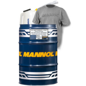 MANNOL OLEJ SILNIKOWY 4T MOTORBIKE 10W40 60L ESTER + MA2 SYNTETYK (7812) (API SN) - BECZKA 60 L ZESTAW PROMOCYJNY Z NALEWAKIEM ORAZ Z KOSZULKĄ