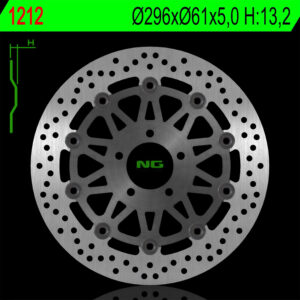 NG TARCZA HAMULCOWA PRZÓD KAWASAKI ZX9R '98-'99 (296X61X5MM) (5X10,5MM) (CZARNY ŚRODEK)