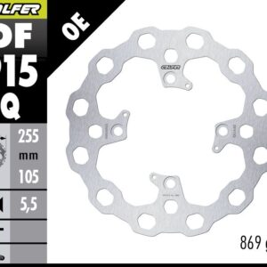 GALFER TARCZA HAMULCOWA TYŁ TRIUMPH BONNEVILLE '04-'25; SCRAMBLER '04-'24; TIGER 800 '11-'20; TIGER 850 '24-'25; TIGER 1050 '07- (CUBIQ FIXED) (255X105X5,5)