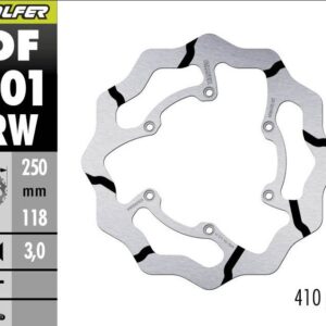GALFER TARCZA HAMULCOWA PRZÓD SUZUKI RM 125/250 '85-'08, DR-Z 250/400 '00-, YAMAHA WR 250F '03-'16, WR/YZ 426F/450F '00-'15, YZ 125/250 '08-'17 FIXED GROOVED (250X118X3MM)