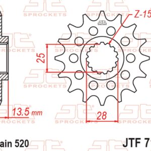 JT ZĘBATKA PRZEDNIA 2344 16 APRILIA TUAREG 660 '21-'24, CAGIVA SXT / ELEPHANT 125 '83-'88 (234416JT) (ŁAŃC. 520)