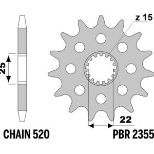 PBR ZĘBATKA PRZEDNIA 2355 14 ROYAL ENFIELD 350 CLASSIC/METEOR, 650 SHOTGUN, SUPER METEOR, 450 HIMALAYAN (JTF1022.14) (ŁAŃC. 520) (MADE IN ITALY)