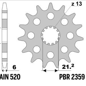 PBR ZĘBATKA PRZEDNIA Z GUMĄ 2359 15 MOTO-MORINI X-CAPE, BENELLI TRK702X, CF MOTO NK400 / MT450 '24-, HONDS CRF 250RX '24 (ŁAŃC. 520) (MADE IN ITALY)