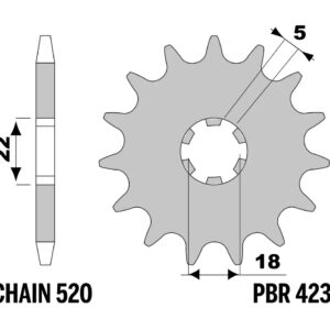 PBR PROMOCJA ZĘBATKA PRZEDNIA 423 14 (ŁAŃC. 520) (MADE IN ITALY)