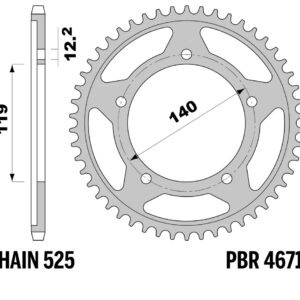 PBR ZĘBATKA TYLNA 4671 45 BMW M 1000 RR '21-'26, S 1000 RR '24-'26 (JTR10.45) (ŁAŃC. 525) (MADE IN ITALY)