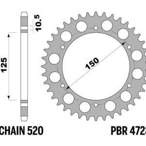 PBR ZĘBATKA TYLNA 4728 46 BENELLI TRK 502X, TRK 702 (ŁAŃC. 520) (MADE IN ITALY)