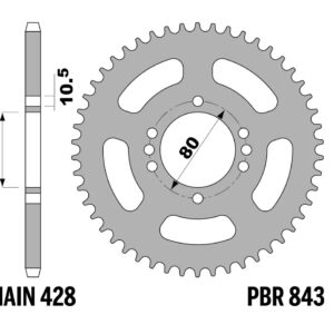 PBR ZĘBATKA TYLNA 843 48 YAMAHA DT 80LC '83-84, DT 125 LC (-1), SR 125 '80-'94 (-1) (JTR843.48) (ŁAŃC. 428) (MADE IN ITALY)