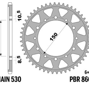 PBR ZĘBATKA TYLNA 860 43 YAMAHA YZF 750 SP 93-99 (ŁAŃC. 530) (JTR859.43) (MADE IN ITALY)